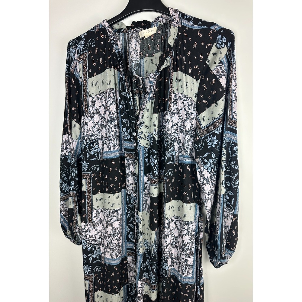 Aveology City Chic Patch Print Floral Maxi Dress Plus Size 20 Boho Peasant Folk - Picture 4 of 13